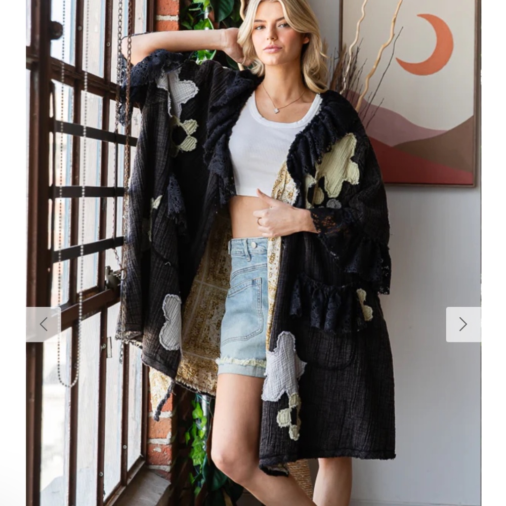 🎉 OLI & HALI “ Seattle 2 “ Oli and Hali FLORAL PATCHWORK DUSTER 66 - Picture 2 of 8